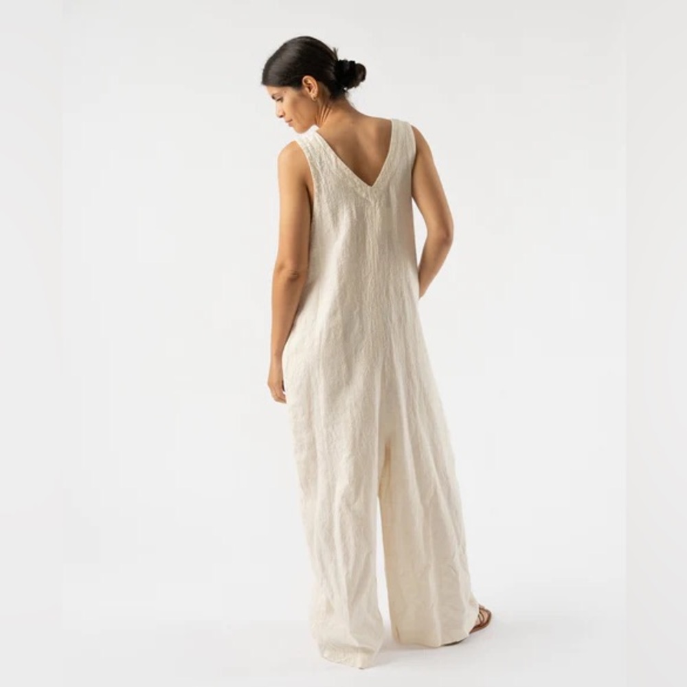 (NWT) Ichi Antiques- Linen Salopetto Jumpsuit- Cream
